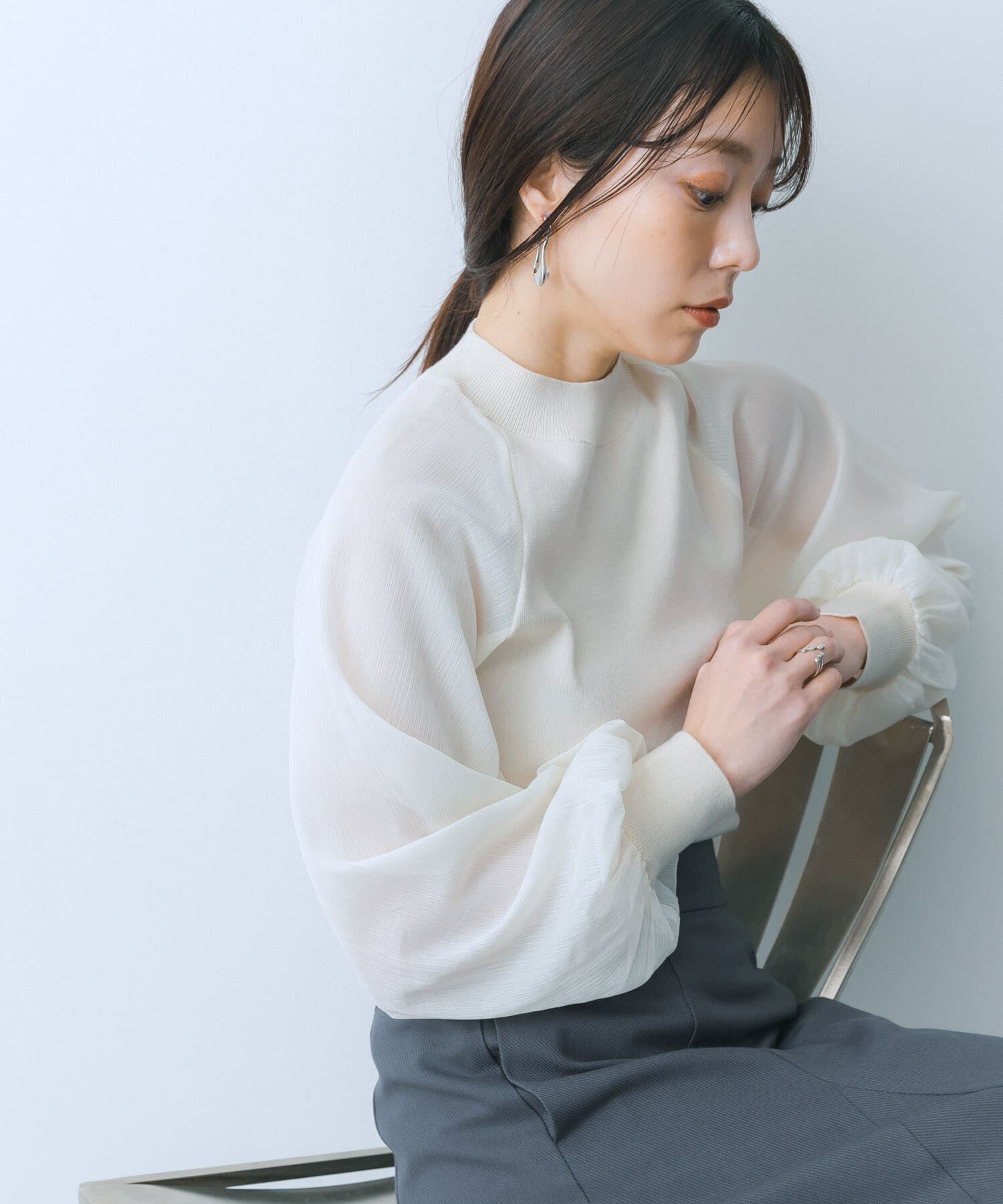 SENSE OF PLACE by URBAN RESEARCH「シアーボリュームスリーブセーター」|ニット・セーター|