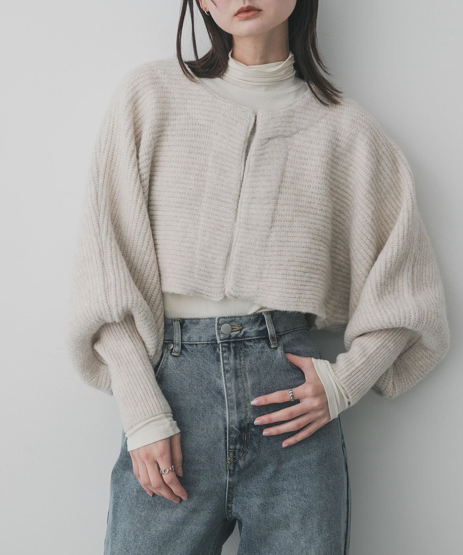 SENSE OF PLACE by URBAN RESEARCH「クロップドドルマンカーディガン」|ニット・セーター|ベージュ