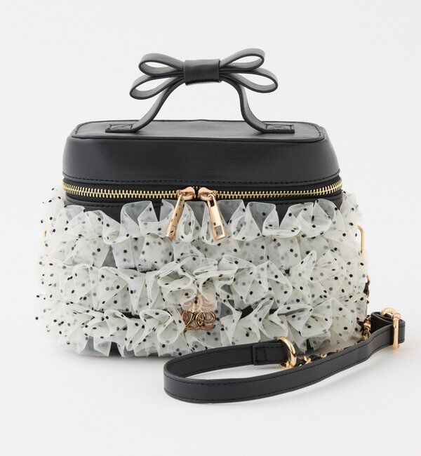  「チュールフリルリボンバニティバッグ」|ショルダー・メッセンジャー|ブラック系その他