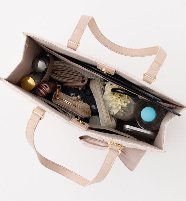  「【LouLoumei】キルティングビジューリボンチャームキャリーオントート」|ショルダー・メッセンジャー|