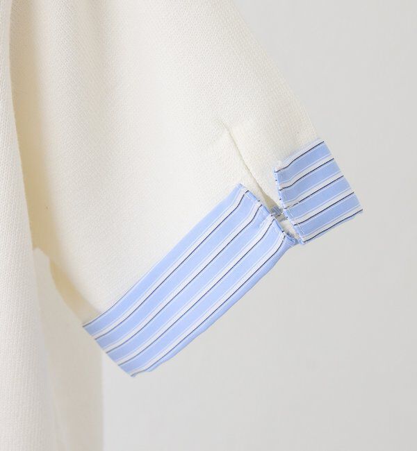  「ニットドッキング半袖シャツチュニック」|ワンピース|