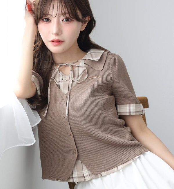  「シャツドッキング半袖ニット」|ニット・セーター|