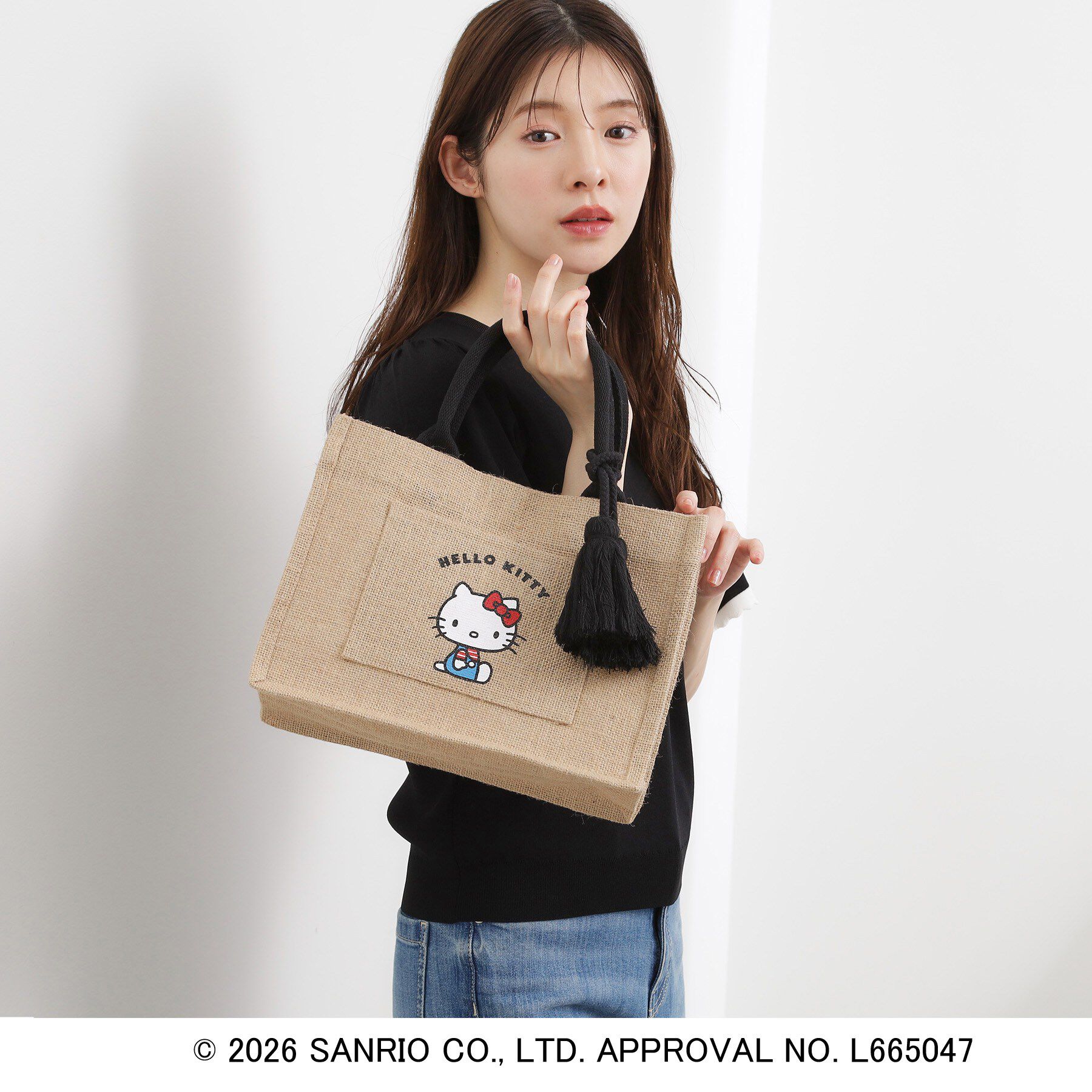 grove「【ハローキティ】ジュートタッセルトート」|トートバッグ|