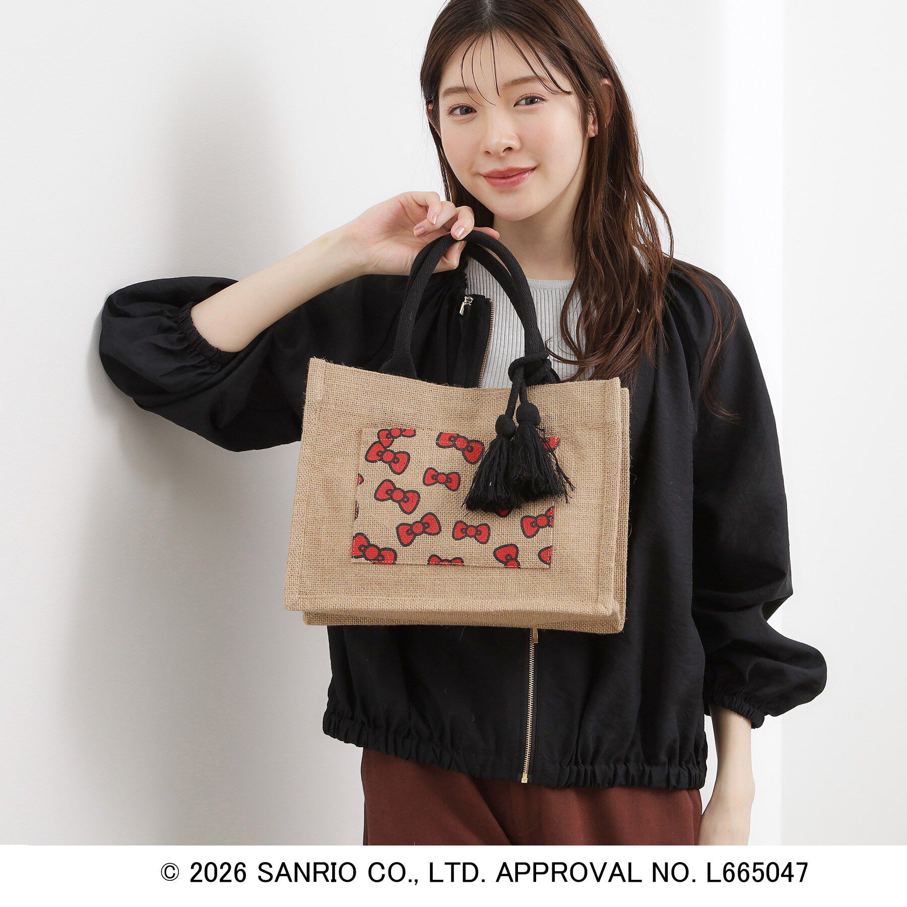 grove「【ハローキティ】ジュートタッセルトート」|トートバッグ|