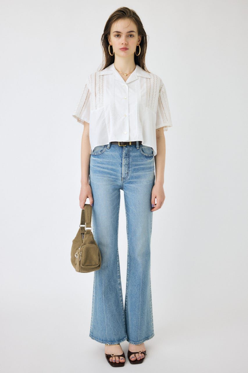 MOUSSY「LACE OPEN COLLAR シャツ」|シャツ・ブラウス|