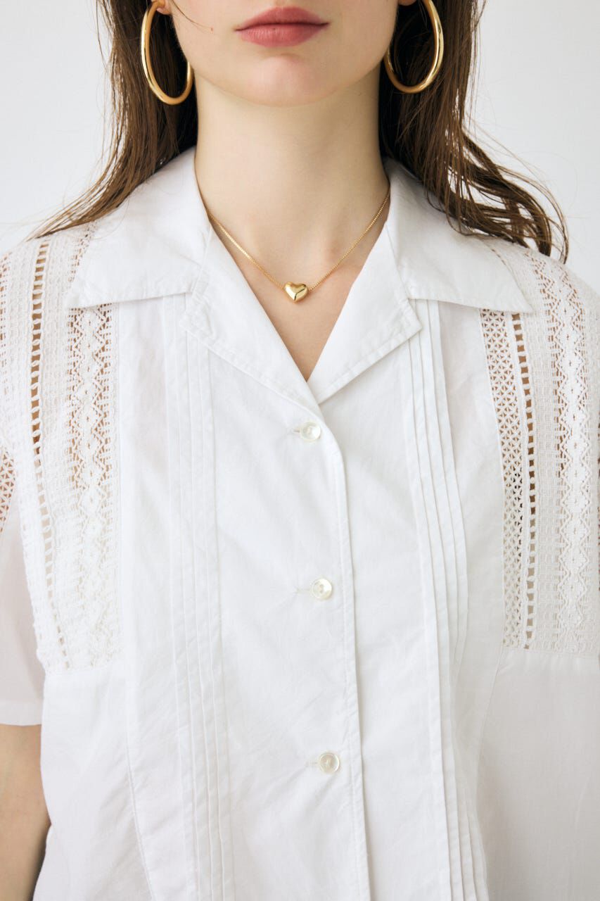 MOUSSY「LACE OPEN COLLAR シャツ」|シャツ・ブラウス|
