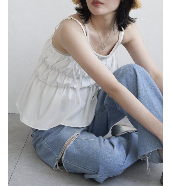 VENCE share style「リボンギャザーキャミソール」|タンクトップ|