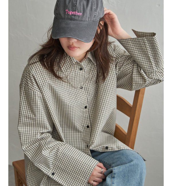 VENCE share style「チェックオーバーサイズPKシャツ」|シャツ・ブラウス|アイボリー