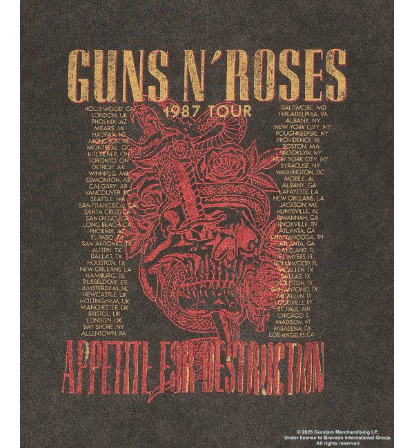 VENCE share style「Guns N' Roses ガンズ・アンド・ローゼズ バンドT」|Tシャツ・カットソー|