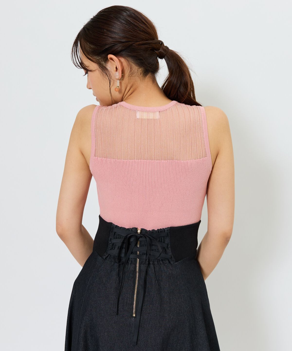 アンドクチュール「シアー切替ノースリトップス」|ニット・セーター|