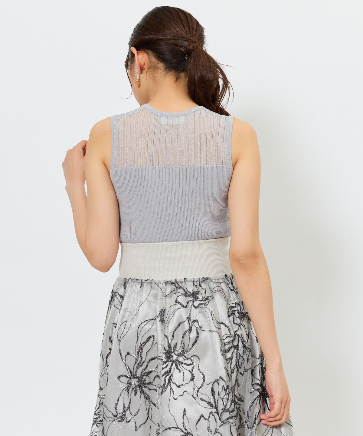 アンドクチュール「シアー切替ノースリトップス」|ニット・セーター|