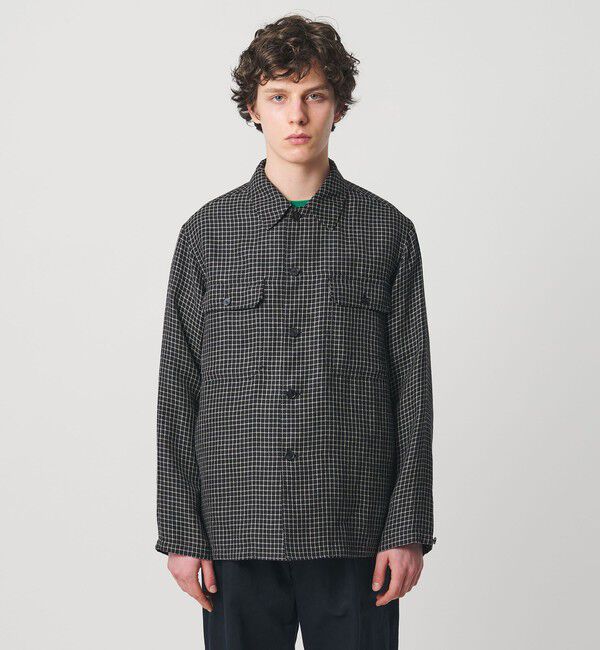 UNITED ARROWS「リネン/ナイロン チェック ユーティリティシャツ」|シャツ・ブラウス|