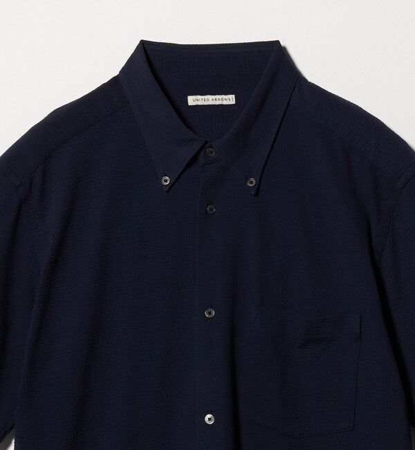UNITED ARROWS「シアサッカー ショートスリーブ ボタンダウン シャツ COMFORT EASY―MODEL 抗菌防臭」|シャツ・ブラウス|