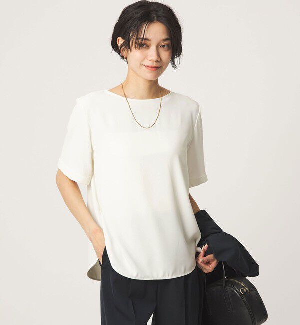 UNITED ARROWS green label relaxing「クルーネック ショートスリーブ ブラウス マシンウォッシャブル UVカット」|シャツ・ブラウス|WHITE