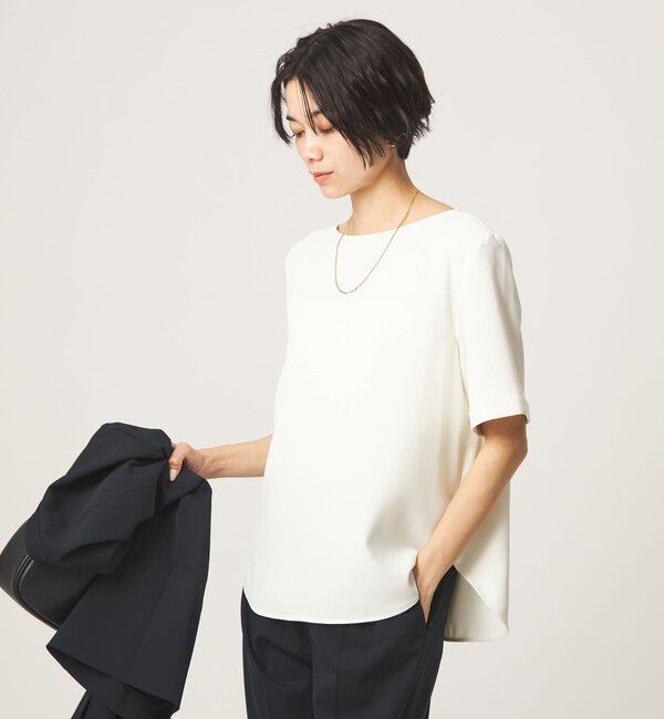 UNITED ARROWS green label relaxing「クルーネック ショートスリーブ ブラウス マシンウォッシャブル UVカット」|シャツ・ブラウス|