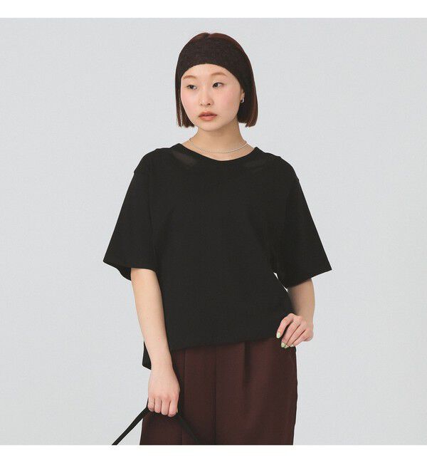 Ray BEAMS 「シアー キリカエ クルーネック Tシャツ」|Tシャツ・カットソー|BLACK