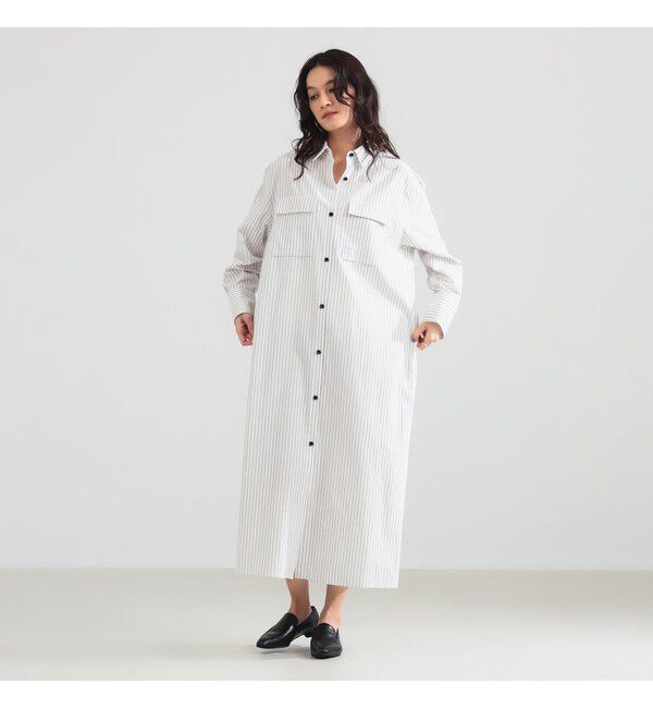 Demi-Luxe BEAMS 「ストライプ シャツ ワンピース」|ワンピース|