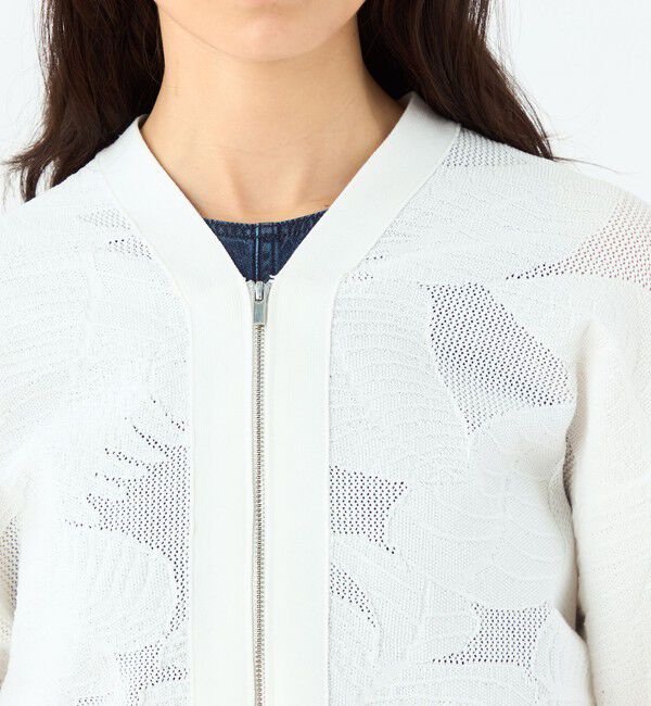 MACPHEE「ボタニカルメッシュ ジップアップカーディガン」|カーディガン|