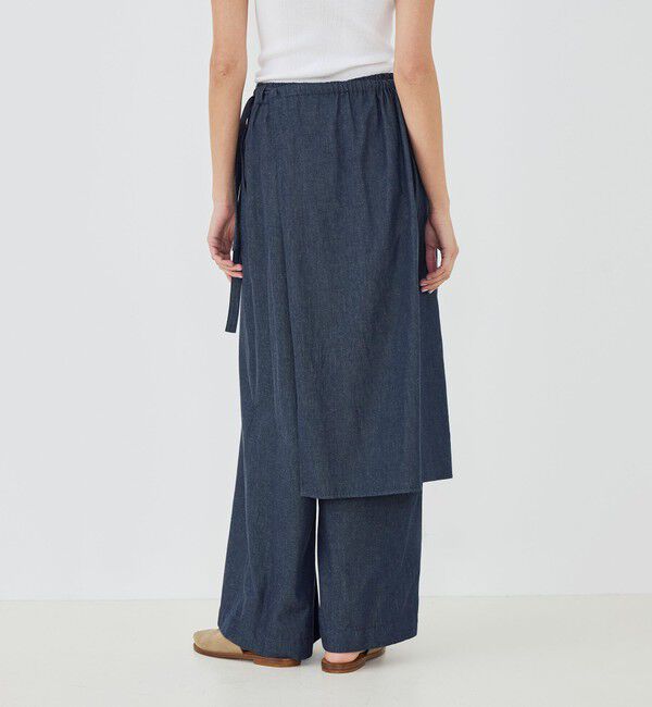 GALERIE VIE「コットンダンガリー エプロン付きイージーパンツ」|デニム|