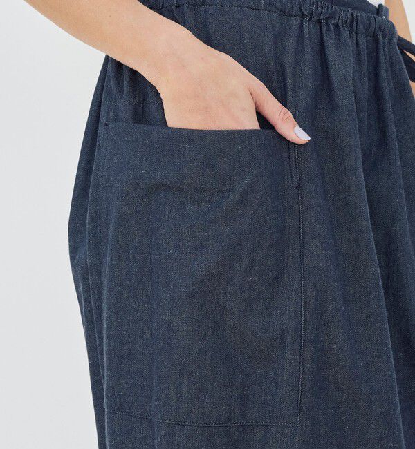 GALERIE VIE「コットンダンガリー エプロン付きイージーパンツ」|デニム|