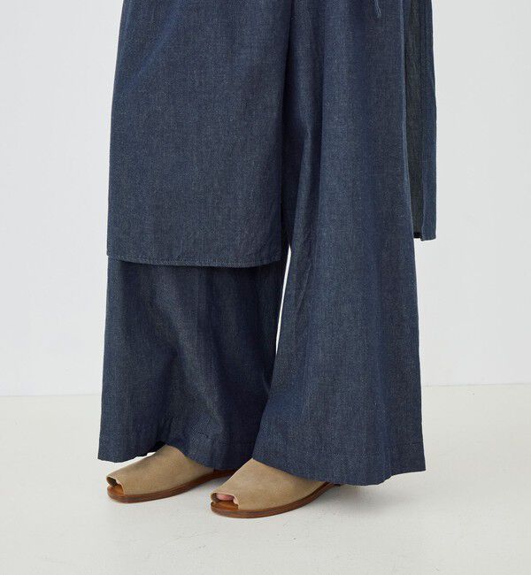 GALERIE VIE「コットンダンガリー エプロン付きイージーパンツ」|デニム|