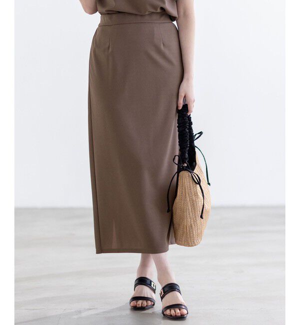 ANY SIS「【UVケア ・ストレッチ・洗える】2WAYジョーゼットジャージーナロー スカート」|スカート|モカ