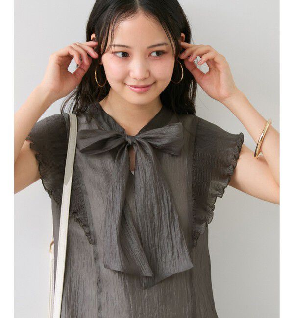 VIS「プリーツフリルシアーボウタイブラウス/2WAY・イージーケア」|シャツ・ブラウス|