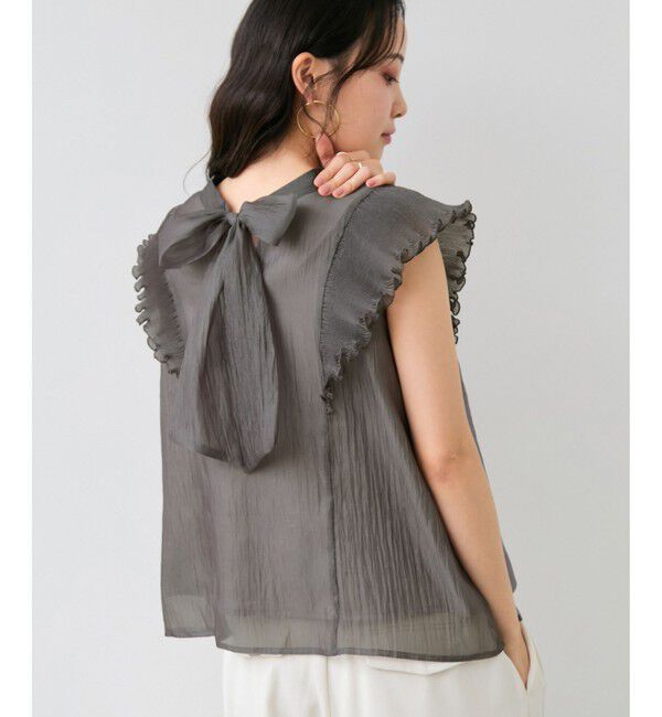 VIS「プリーツフリルシアーボウタイブラウス/2WAY・イージーケア」|シャツ・ブラウス|