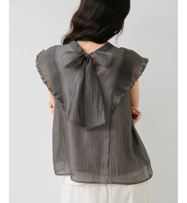 VIS「プリーツフリルシアーボウタイブラウス/2WAY・イージーケア」|シャツ・ブラウス|