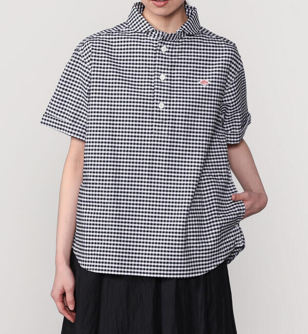 DANTON「DANTON | オックスフォード 丸襟半袖プルオーバーシャツ PLAID WOMEN」|シャツ・ブラウス|BLACK系1