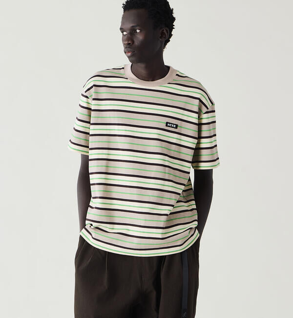  「SCYE BASICS | コットン 鹿の子ボーダーTシャツ MEN」|Tシャツ・カットソー|GREEN系1