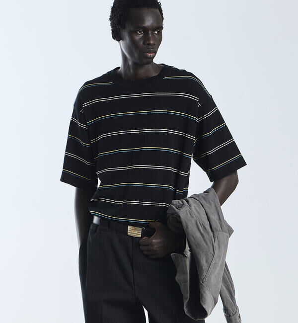  「RYE TENDER | 〈別注〉半袖 クルーネックニット MEN」|ニット・セーター|BLACK系1