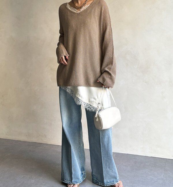  「前後2WAY鹿の子編みプルオーバー」|ニット・セーター|