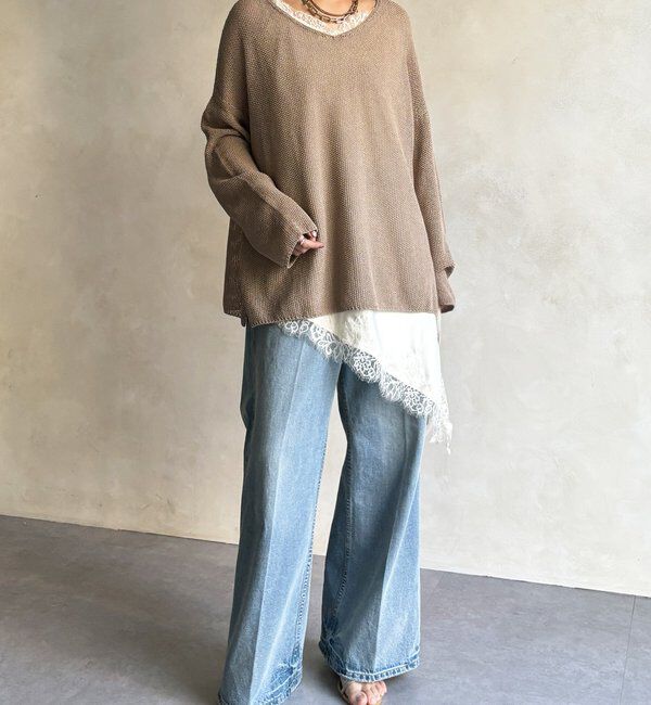  「前後2WAY鹿の子編みプルオーバー」|ニット・セーター|