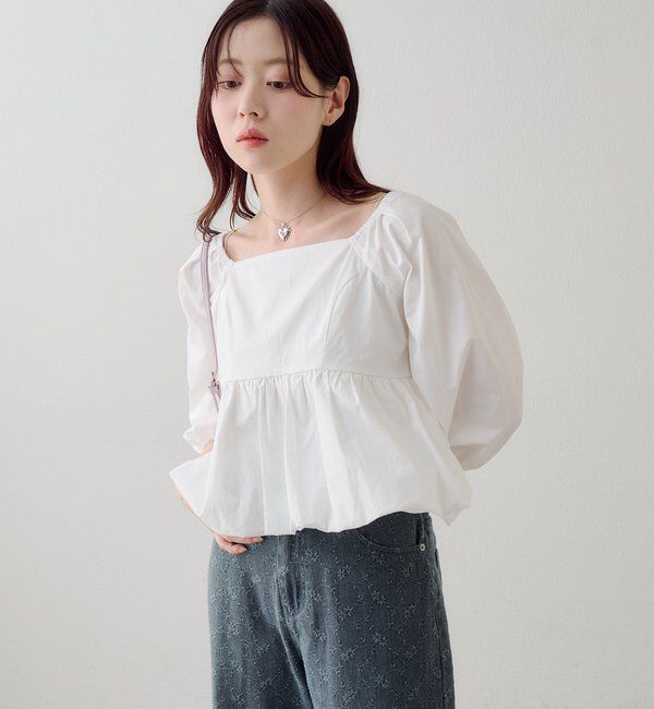  「【花柄&無地】フラワーバルーンブラウス」|シャツ・ブラウス|