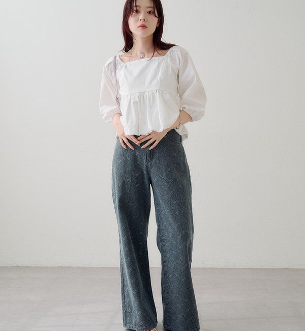  「【花柄&無地】フラワーバルーンブラウス」|シャツ・ブラウス|