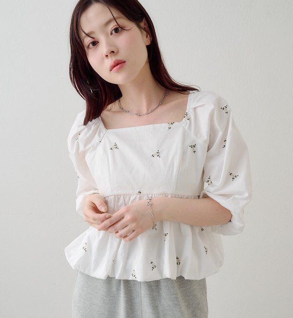  「【花柄&無地】フラワーバルーンブラウス」|シャツ・ブラウス|