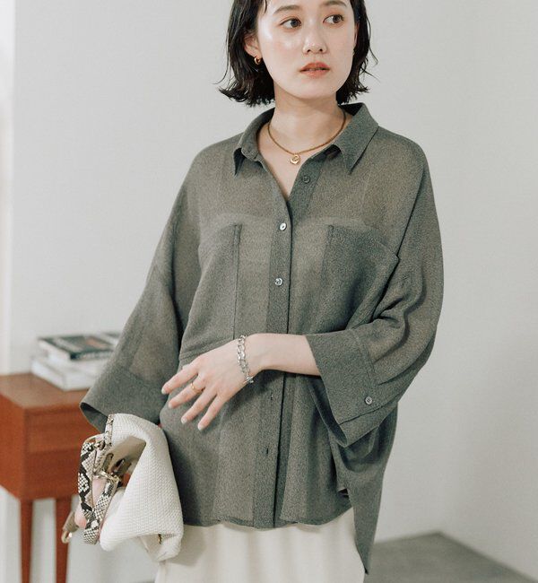  「予約【上品な透け感】メッシュドルマンシャツ」|シャツ・ブラウス|