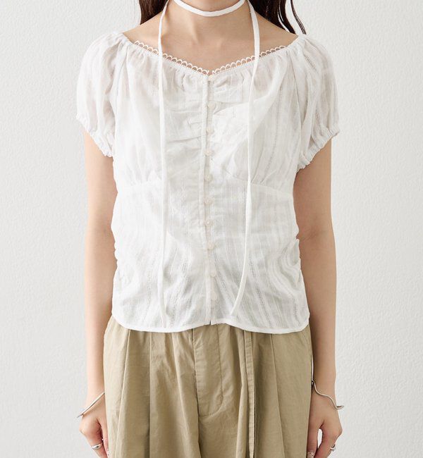  「キャップスリーブコットンレースブラウス」|シャツ・ブラウス|