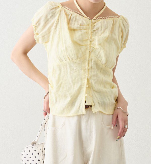  「キャップスリーブコットンレースブラウス」|シャツ・ブラウス|