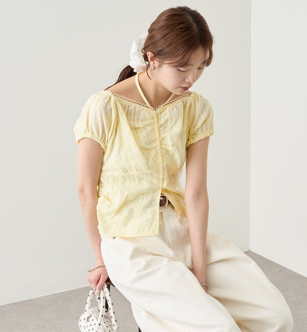  「キャップスリーブコットンレースブラウス」|シャツ・ブラウス|