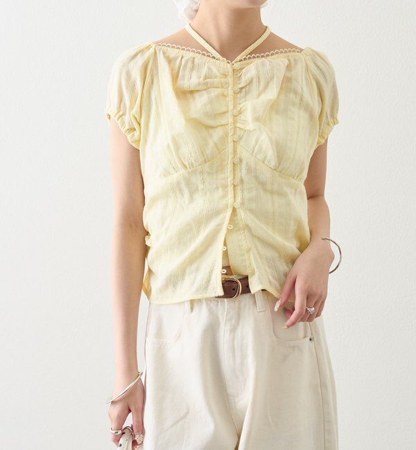  「キャップスリーブコットンレースブラウス」|シャツ・ブラウス|