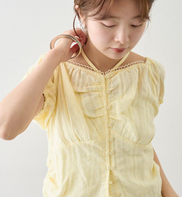  「キャップスリーブコットンレースブラウス」|シャツ・ブラウス|