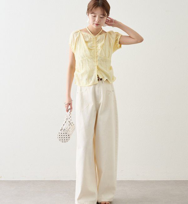  「キャップスリーブコットンレースブラウス」|シャツ・ブラウス|