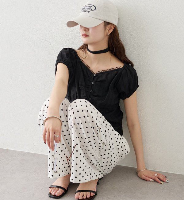 「キャップスリーブコットンレースブラウス」|シャツ・ブラウス|
