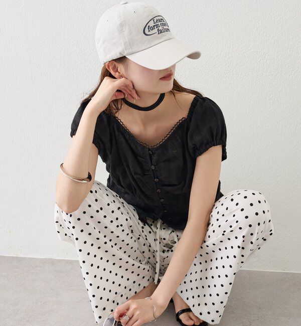  「キャップスリーブコットンレースブラウス」|シャツ・ブラウス|