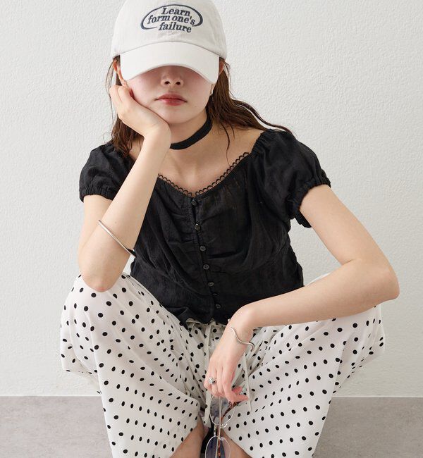  「キャップスリーブコットンレースブラウス」|シャツ・ブラウス|