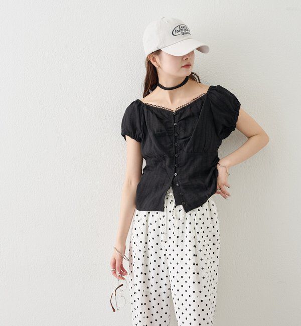  「キャップスリーブコットンレースブラウス」|シャツ・ブラウス|
