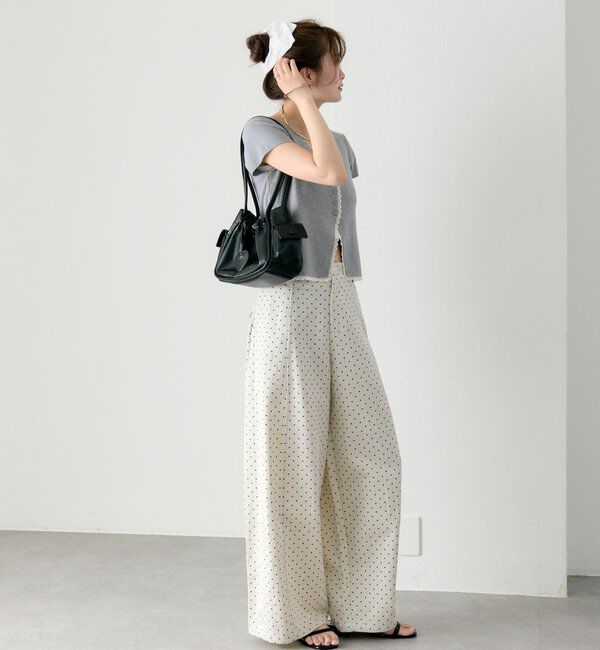  「レースライン半袖ニットカーディガン」|カーディガン|