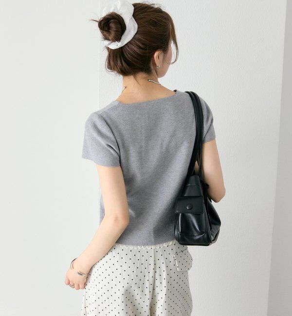  「レースライン半袖ニットカーディガン」|カーディガン|